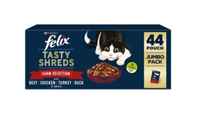 Felix Tasty Shreds în sos MIX MEAT pliculeț 44x85g