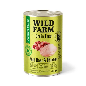 WILD FARM Premium Grain Free Wild Boar and Chicken 400g - hrană fără cereale pentru pisici