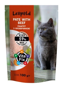 Leopold pateu de carne cu carne de vită pentru pisici 100g