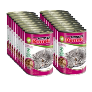 Super Benek KOT bucăți fără cereale cu curcan în sos 18x415 g