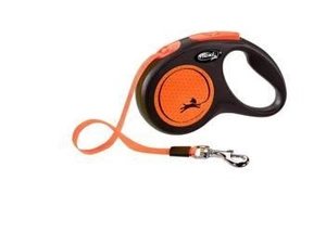 Flexi Lesă clasică Bandă S 5m Până la 15kg Portocaliu Neon