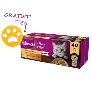 WHISKAS Adult Poultry Delicacies 40 pliculețe x 85 g - hrană umedă pentru pisici adulte, în jeleu (bucăți cu: pui, curcan, păsări de curte, rață) + detergent pentru mașina de spălat GRATUIT!