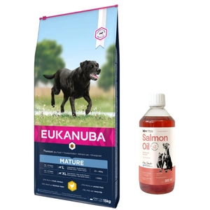 EUKANUBA Mature Large Breeds Chicken 15 kg+LAB V Salmon Oil pentru câini și pisici 500ml