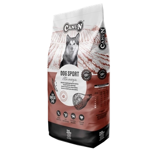 Canun Dog Sport 20kg cu hrana de vita pentru caini energici si sportivi (40% carne)