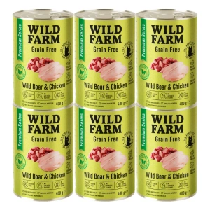 WILD FARM Premium Grain Free Wild Boar and Chicken 6x400g - hrană fără cereale pentru pisici