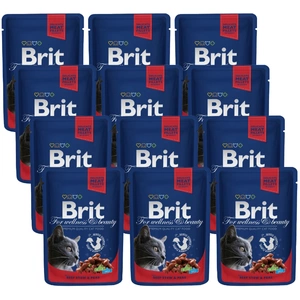 Brit Premium Cat pentru pisici adulte cu carne de vită și mazăre 12x100g