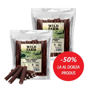WILD FARM Rabbit tuburi dentare 2x500g tratează câinii