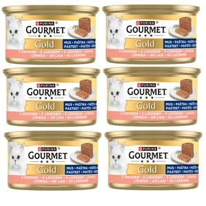 Purina Gourmet Gold mousse cu somon 6x85g
