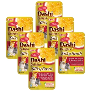 INABA Dashi Delights Silky Broth Chicken with Tuna & Salmon Recipe 6x40g