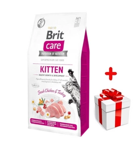 Brit Care Cat Grain-Free Kitten Creștere și dezvoltare sănătoasă cu pui de găină și curcan 7 kg + surpriză GRATUITĂ pentru pisica ta!
