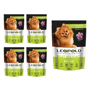 Leopold Premium cu vițel 5x100g - 65% carne - pentru câini