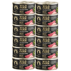 WILD FARM Fillets Beef&Chicken 12x70g - hrană umedă pentru pisici fără cereale, file în bulion