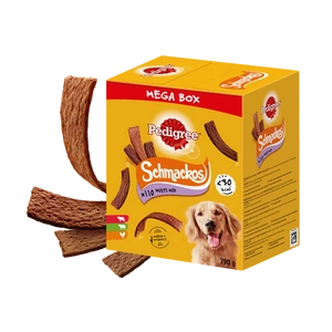 PEDIGREE® Mega Box SchmackosTM – hrană complementară pentru câini adulți (arome de vită, miel și păsări) – 790 g