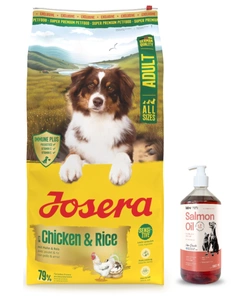 JOSERA Chicken&Rice 12.5kg+LAB V Salmon Oil pentru câini și pisici 500ml