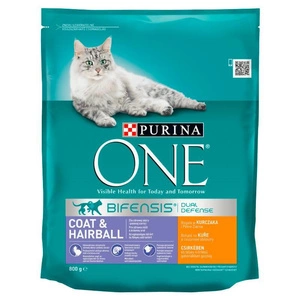 Purina One Cat Coat &amp; Hairball Cat Food cu pui 800 g