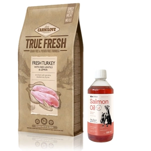 Carnilove True Fresh Turkey 11,4 kg + LAB V Ulei de somon pentru câini și pisici 500 ml