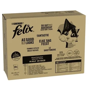 Felix Fantastic Cat Food selecție de arome în jeleu 80x85g