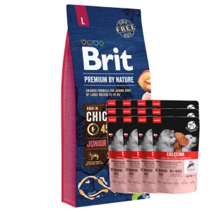BRIT Premium By Nature Junior L 15 kg + PetRepublic JUNIOR 12 x 100 g