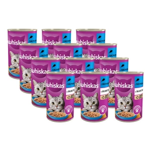 WHISKAS Hrană umedă pentru pisici 1+ cu ton în jeleu 12x400g