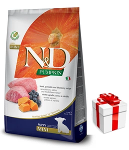 Farmina N&amp;D Pumpkin Grain Free Canine Puppy Mini Lamb &amp; Blueberry 7 kg + Surpriză pentru câinele tău