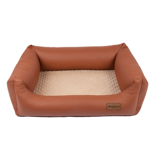 RECOBED canapea Linkoln piele ecologică maro și bej S 65x50cm