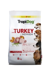 Tropidog Premium Adult Small Breeds cu curcan și orez 8kg