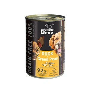 Super Beno HRANĂ FĂRĂ CEREALE PENTRU CÂINI cu rață și mazăre verde în sos 415 g
