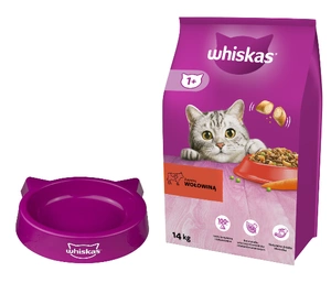 WHISKAS Hrană uscată pentru pisici 1+ cu carne de vită 14 kg  + CASTRON GRATUIT PENTRU PISICI !!!