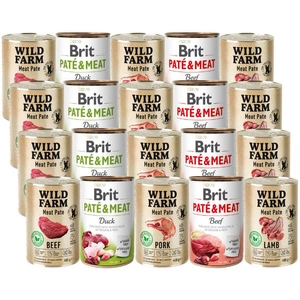 BRIT PATE &amp; MEAT + WILD FARM Pate Mix arome 20x400g