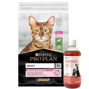 PRO PLAN Delicate Digestion Adult Cat Food Rich in Lamb 10kg+LAB V Ulei de somon pentru câini și pisici 500ml