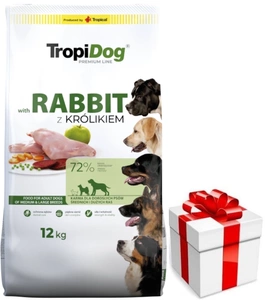 TROPIDOG Premium Adult rase medii și mari bogat în iepure și orez 12 kg + SURPRIZĂ PENTRU CÂINELE TĂU