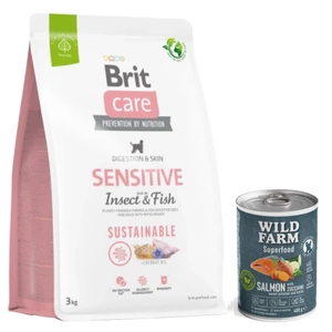BRIT CARE Sustainable Sensitive Insect &amp; Fish 3 kg + Wild Farm Superfood Salmon 400 g