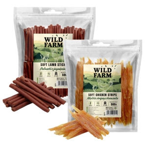 WILD FARM Lamb Chips 500g tratament pentru câini+WILD FARM fâșii moi de pui 500g tratament pentru câini