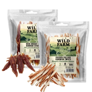 WILD FARM sandwich cu pui și cod 500g tratament pentru câini+WILD FARM file de piept de rață pe un băț 500g tratament pentru câini