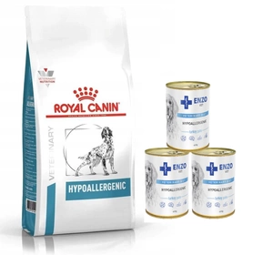 ROYAL CANIN Hypoallergenic 14kg+ 3x ENZO VET Hypoallergenic dietă cu curcan pentru câini 400g