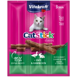 Vitakraft Cat Stick Mini Kabanosy Iepure și rață 3x18g