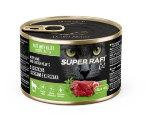 DOLINA NOTECI Super Rafi Cat P&amp;F cu carne de vânat și inimi de pui 185 g
