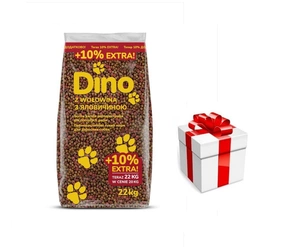 Hrană uscată pentru câini DINO cu carne de vită 20 kg + 10% GRATUIT+ + Surpriză pentru câine