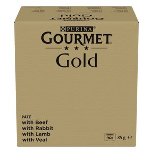 Purina Gourmet Gold Mousse mix 96x85g (vită, iepure, miel, vițel)