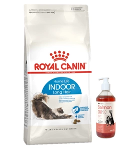 ROYAL CANIN Indoor Long Hair 10kg+LAB V Ulei de somon pentru câini și pisici 500ml