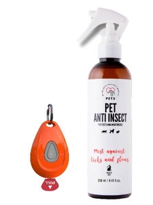 Inmoless Repelent ultrasonic împotriva puricilor și căpușelor pentru animale de companie Inmoless Pet - Orange+PETS ANTI INSECT - protecție eficientă împotriva căpușelor, puricilor și altor insecte 250 ml