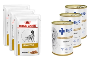 ROYAL CANIN Urinary S/O 36x100g + ENZO VET Urinary pentru afecțiuni ale tractului urinar cu pui pentru câini 3x400g