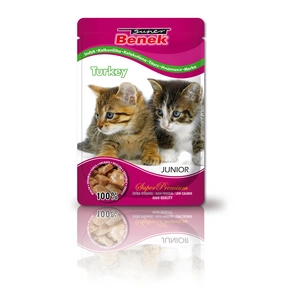 SUPER BENEK Junior Sachet pentru pisici cu bucăți de curcan 100g
