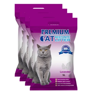 Premium Cat Clumping Bentonite Litter - Lavanda pentru pisici 4x5L