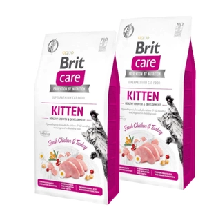 Brit Care Cat Grain-Free Kitten Creștere și dezvoltare sănătoasă cu pui și curcan 2x7kg