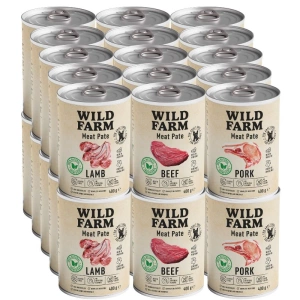WILD FARM Pate Mix Flavours 30x400g hrană pentru câini fără gluten