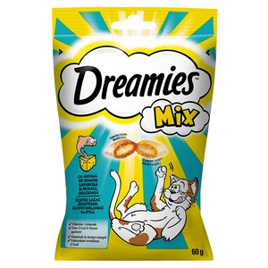 DREAMIES MIX 60 g – un răsfăț pentru pisici, cu aromă de brânză și somon