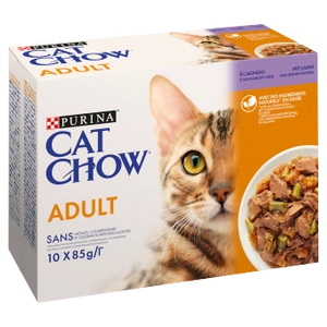 PURINA Cat Chow Hrană pentru pisici adulte cu miel și fasole verde în jeleu 10x85g