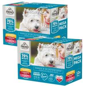 Pungi cu hrană pentru câini Frendi (pui/vită/vițel)  24x100g
