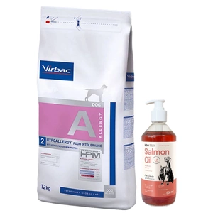 VIRBAC Hypoallergy Dog 12kg+LAB V Ulei de somon pentru câini și pisici 500ml